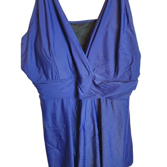 BloomChic Solid Ruffle Hem Empire Waist Halter Neck Swim Dress, NWT, 4X - Picture 3 of 7